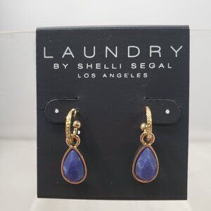 Laundry gold with Blue stone pierced earrings semi precious